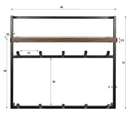 Kalfort Kapstokken|Stockton Kapstok hoog 12 haken Bruin 85cm