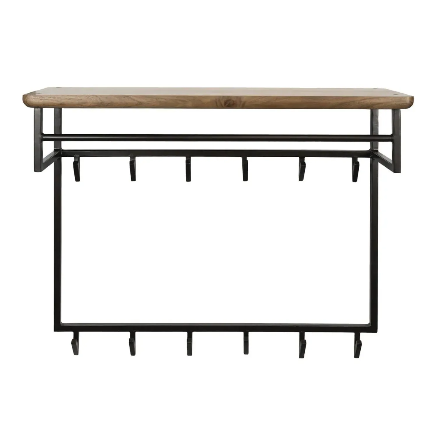 Kalfort Kapstokken|Stockton Kapstok hoog met stang 12 haken Bruin 100cm