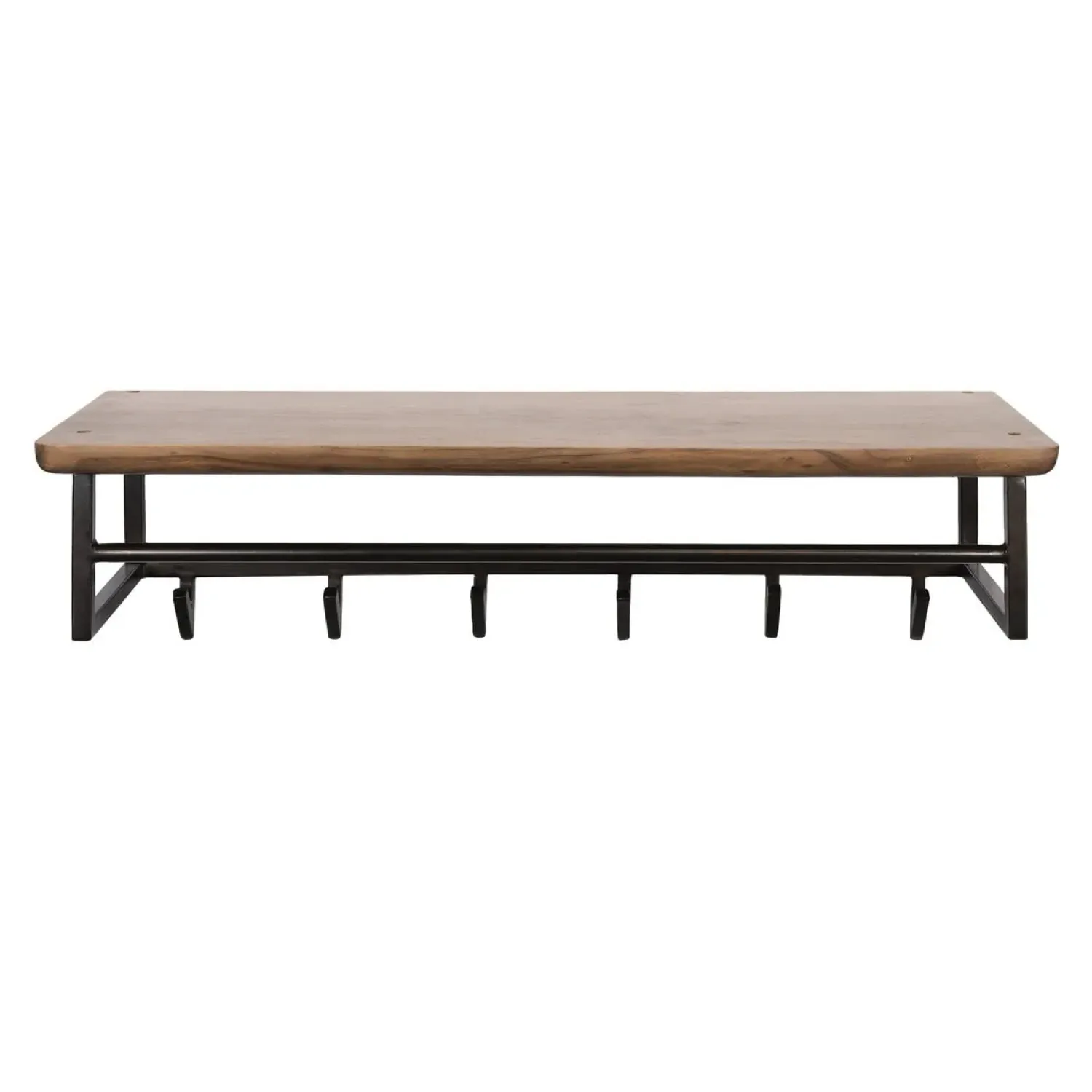 Kalfort Kapstokken|Stockton Kapstok met stang 6 haken Bruin 100cm