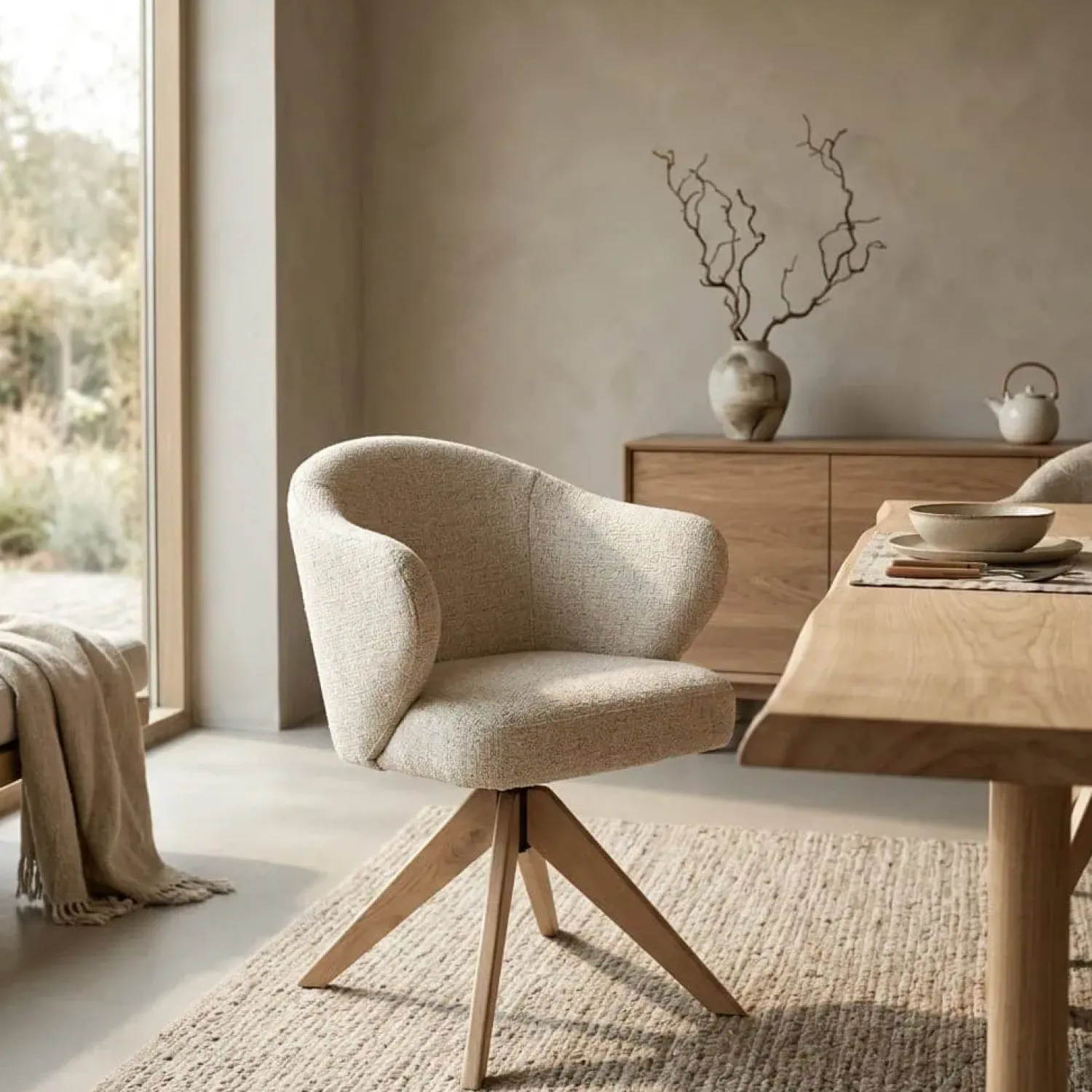Eleonora Eetkamerstoelen|Stoel Connor naturel beige