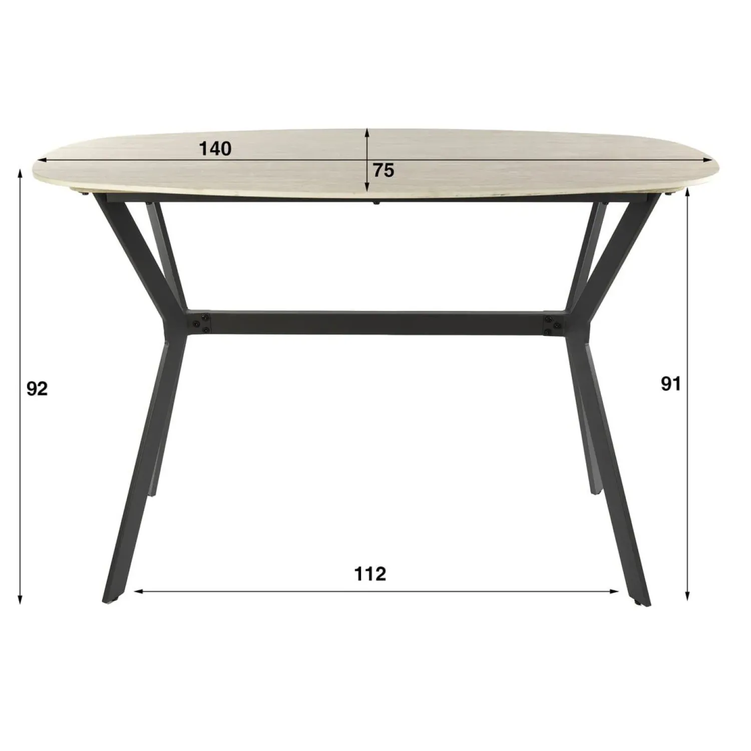 Kalfort Bartafels|Strato Bartafel deens ovaal Travertine 140cm