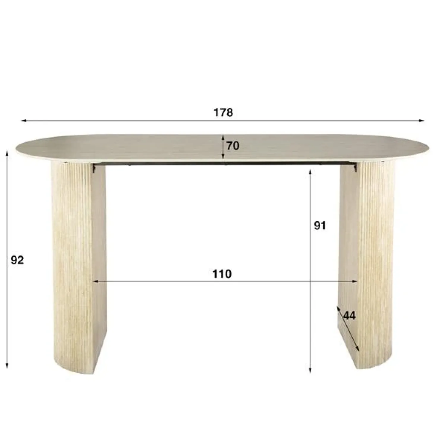 Kalfort Bartafels|Strato Bartafel ovaal Keramiek travertine 180cm