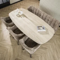Kalfort Eettafels|Strato Eettafel deens ovaal Keramiek Travertin 215cm