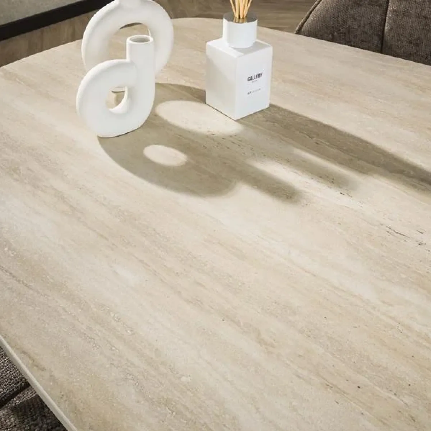 Kalfort Eettafels|Strato Eettafel deens ovaal Keramiek Travertin 215cm