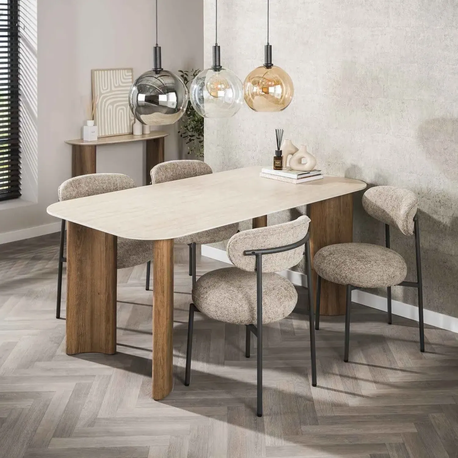 Kalfort Eettafels|Strato Eettafel Keramiek travertin 180cm