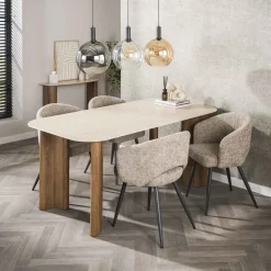 Kalfort Eettafels|Strato Eettafel Keramiek travertin 180cm
