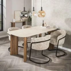 Kalfort Eettafels|Strato Eettafel Keramiek travertin 180cm