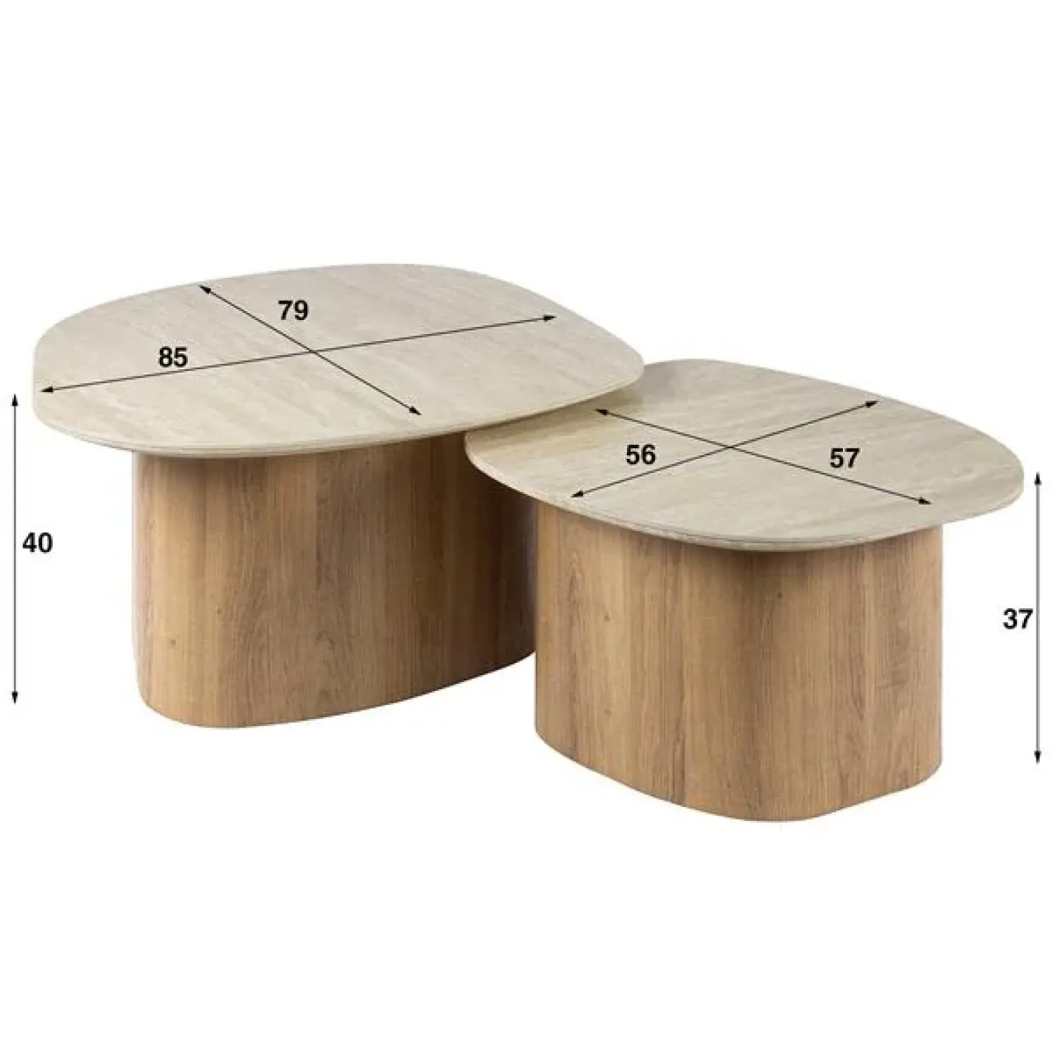 Kalfort Salontafels|Strato Salontafel set van 2 Keramiek Travertin