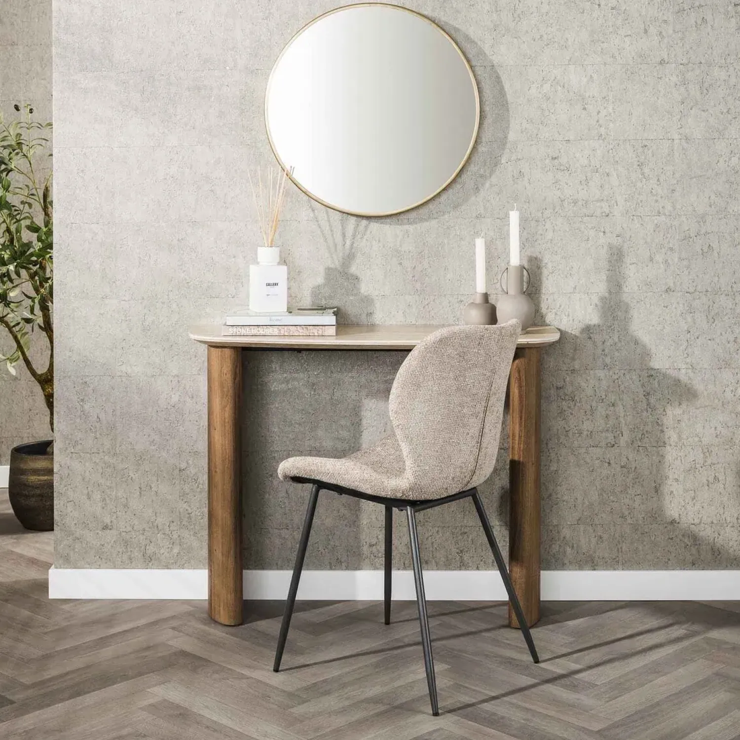 Kalfort Sidetables|Strato Sidetable/Kaptafel Keramiek travertin 100cm