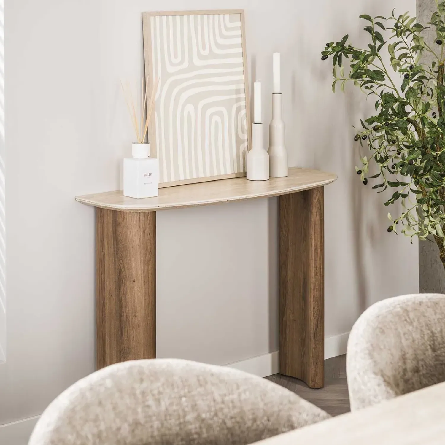Kalfort Sidetables|Strato Sidetable/Kaptafel Keramiek travertin 100cm