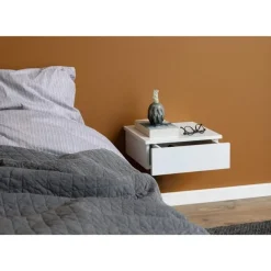 Nordhavn Nachtkastjes|Industriele Kasten|Svea zwevend Nachtkastje 1 lade Wit 37cm