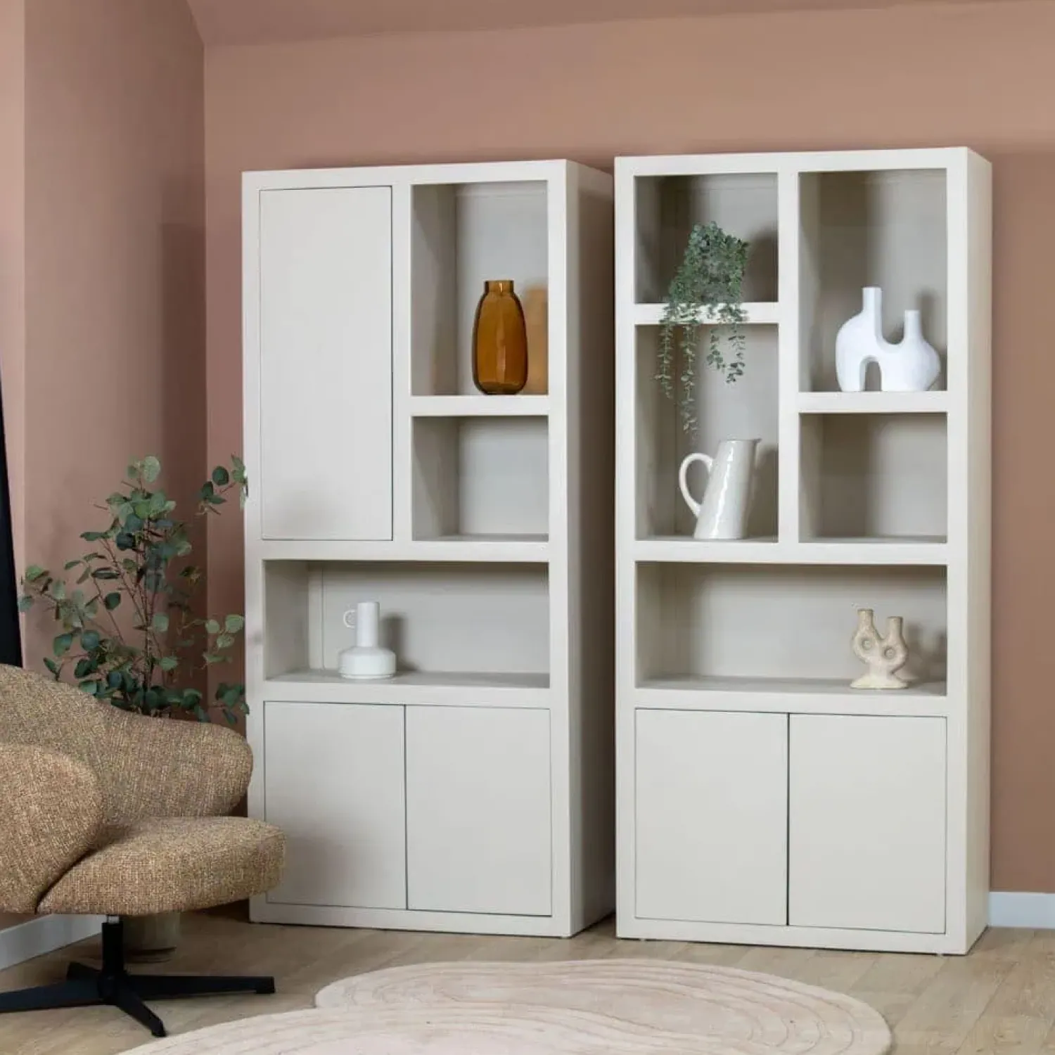 Vane Living Boekenkasten|Industriele Kasten|Sven Boekenkast 1 deur zand 90cm