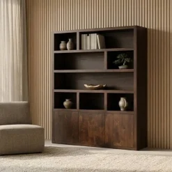 Vane Living Wandkasten|Vakkenkasten|Sven Boekenkast XL walnoot 160cm