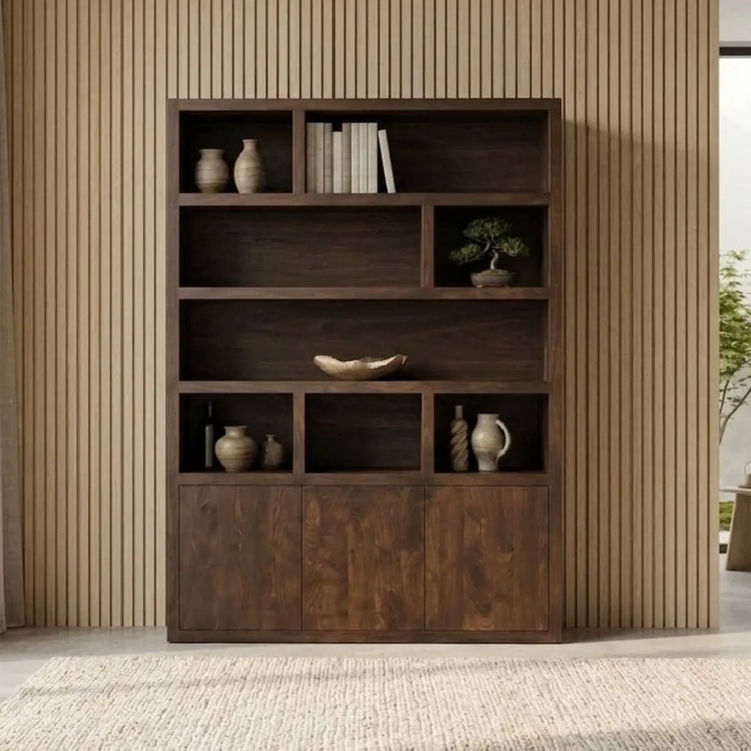 Vane Living Wandkasten|Vakkenkasten|Sven Boekenkast XL walnoot 160cm