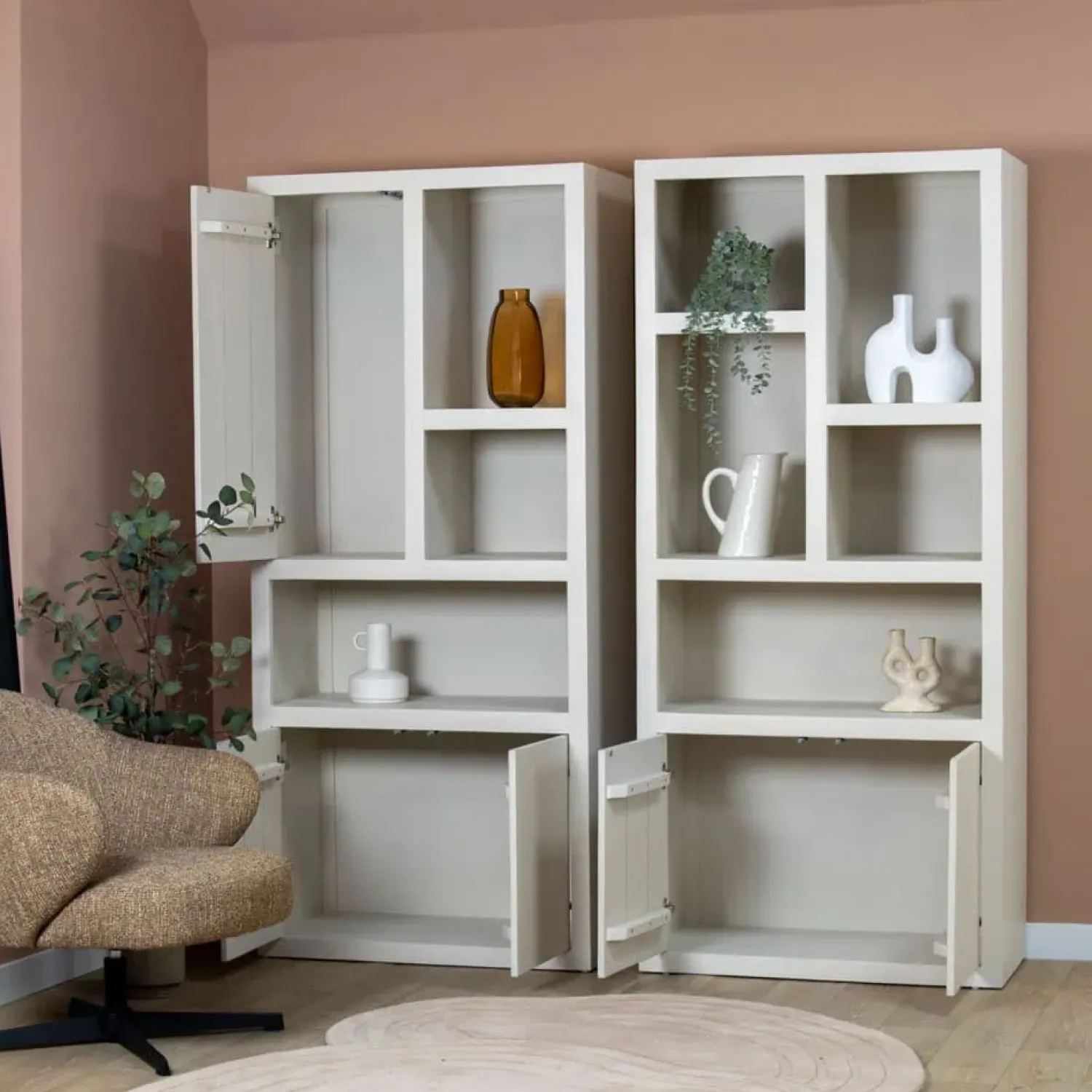 Vane Living Boekenkasten|Industriele Kasten|Sven Boekenkast zand 90cm