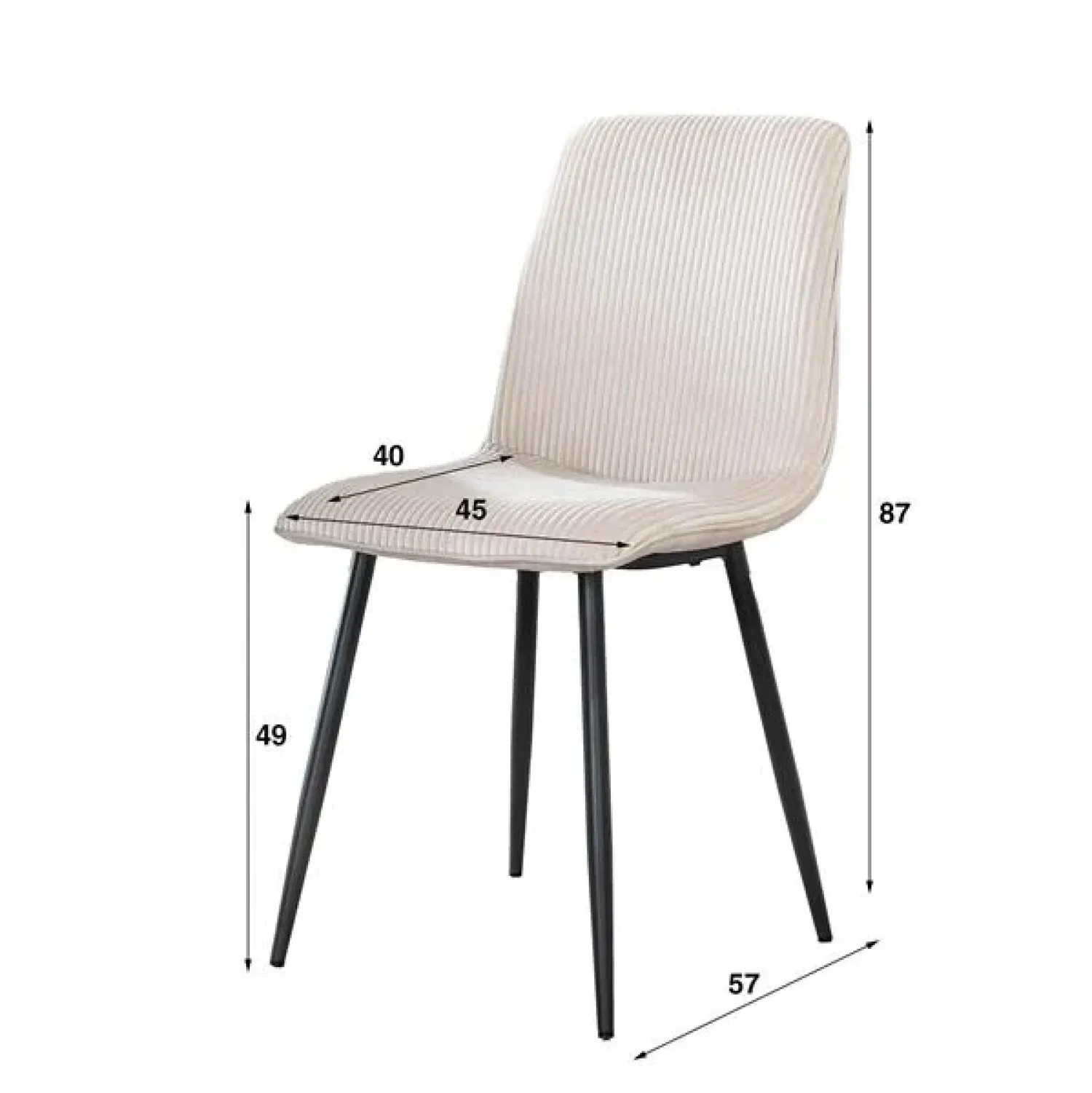 Kalfort Eetkamerstoelen|Swan Eetkamerstoel ribbelstof Gebroken wit