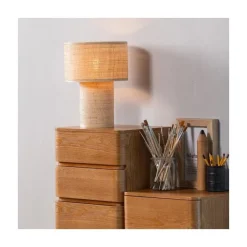 WOOOD Tafellampen|Syro 1-lichts Tafellamp Raffia 28cm