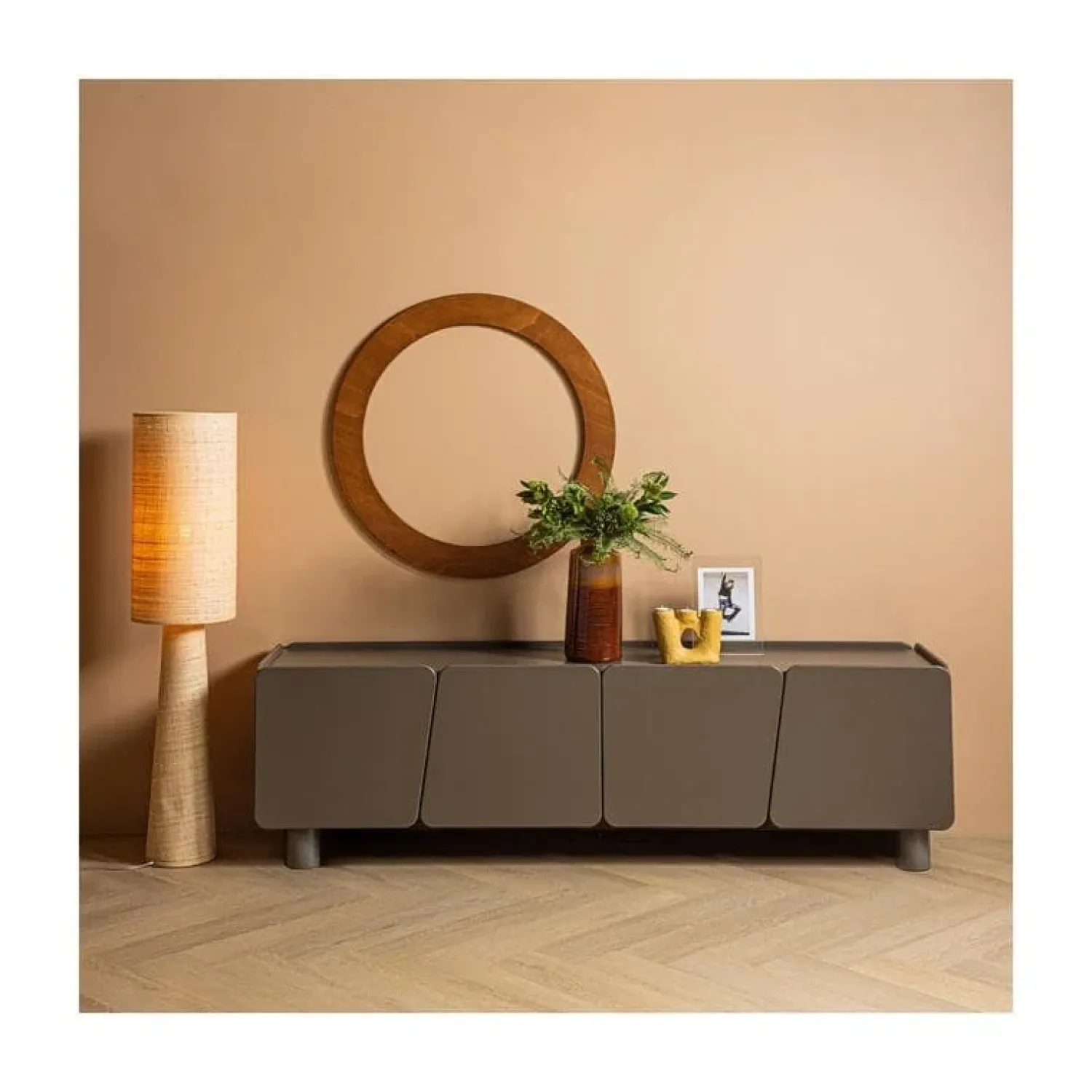 WOOOD Vloerlampen|Syro 1-lichts Vloerlamp Raffia 130cm