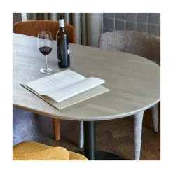 WOOOD Eettafels|Tablo Eettafel ovaal VL Eikenhout pebble grey/zwart 220cm