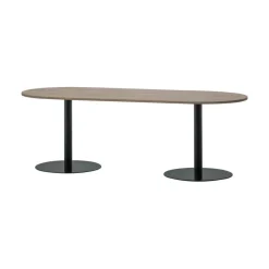 WOOOD Eettafels|Tablo Eettafel ovaal VL Eikenhout pebble grey/zwart 220cm
