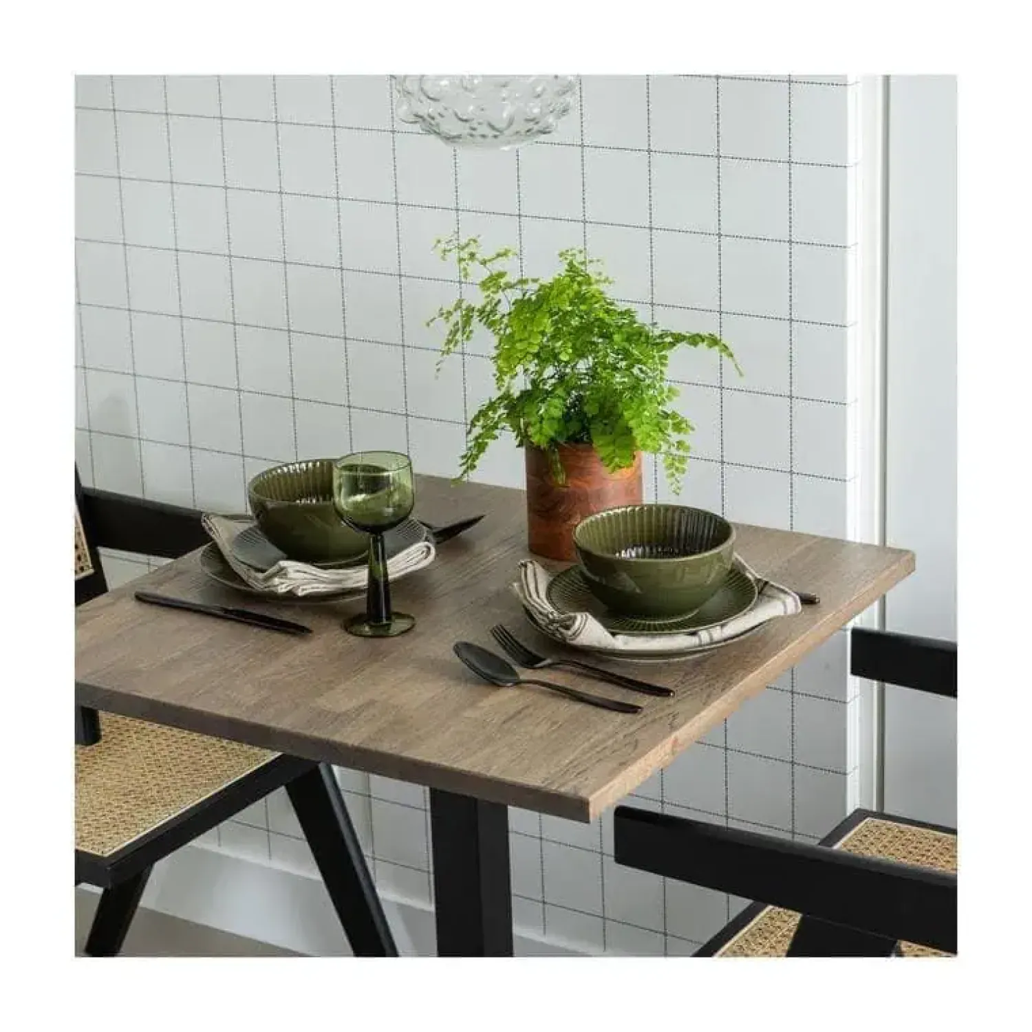 WOOOD Eettafels|Tablo Eettafel vierkant VL Eikenhout cashmere brown 80cm