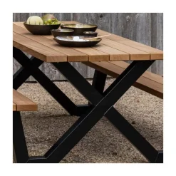 WOOOD Tuintafels|Tablo Picknicktafel Ayoushout met zwarte poot