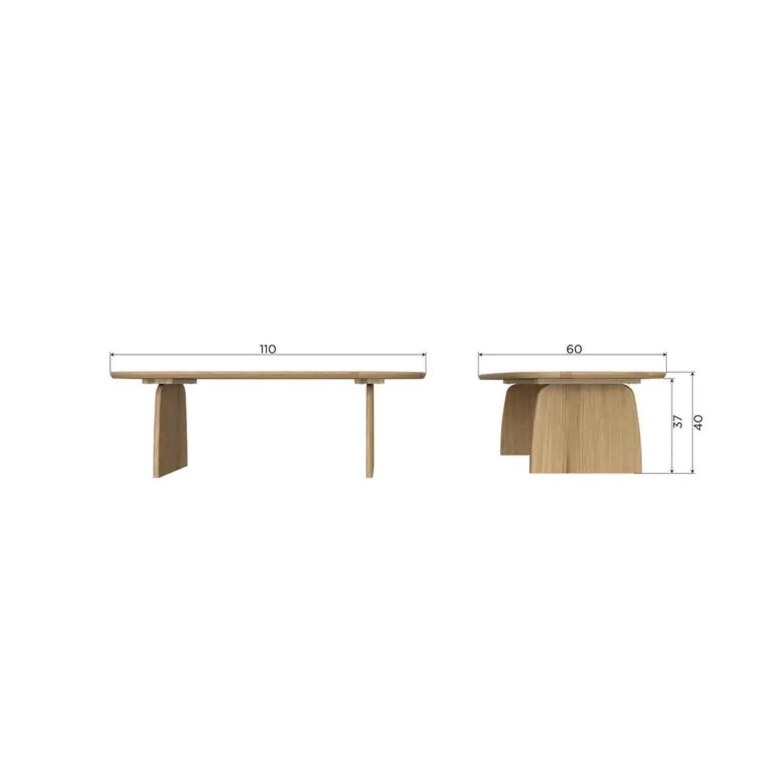 WOOOD Salontafels|Tablo Salontafel organisch Eikenhout zwart 110cm