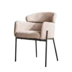 Kalfort Eetkamerstoelen|Tanda eetkamerstoel ronde rug Boucle kleur Zand