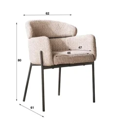 Kalfort Eetkamerstoelen|Tanda eetkamerstoel ronde rug Boucle kleur Zand