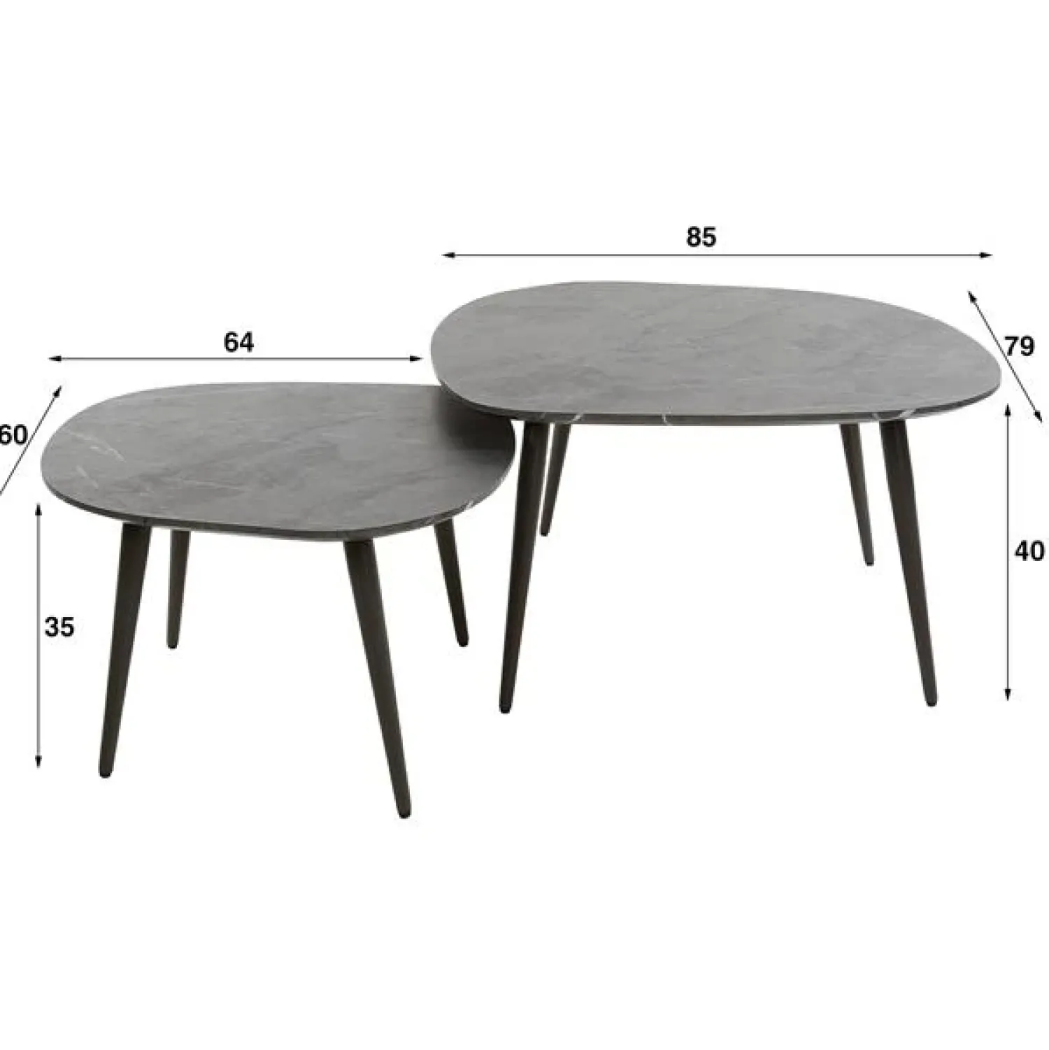Kalfort Salontafels|Tate Salontafel set van 2 Organisch zwart