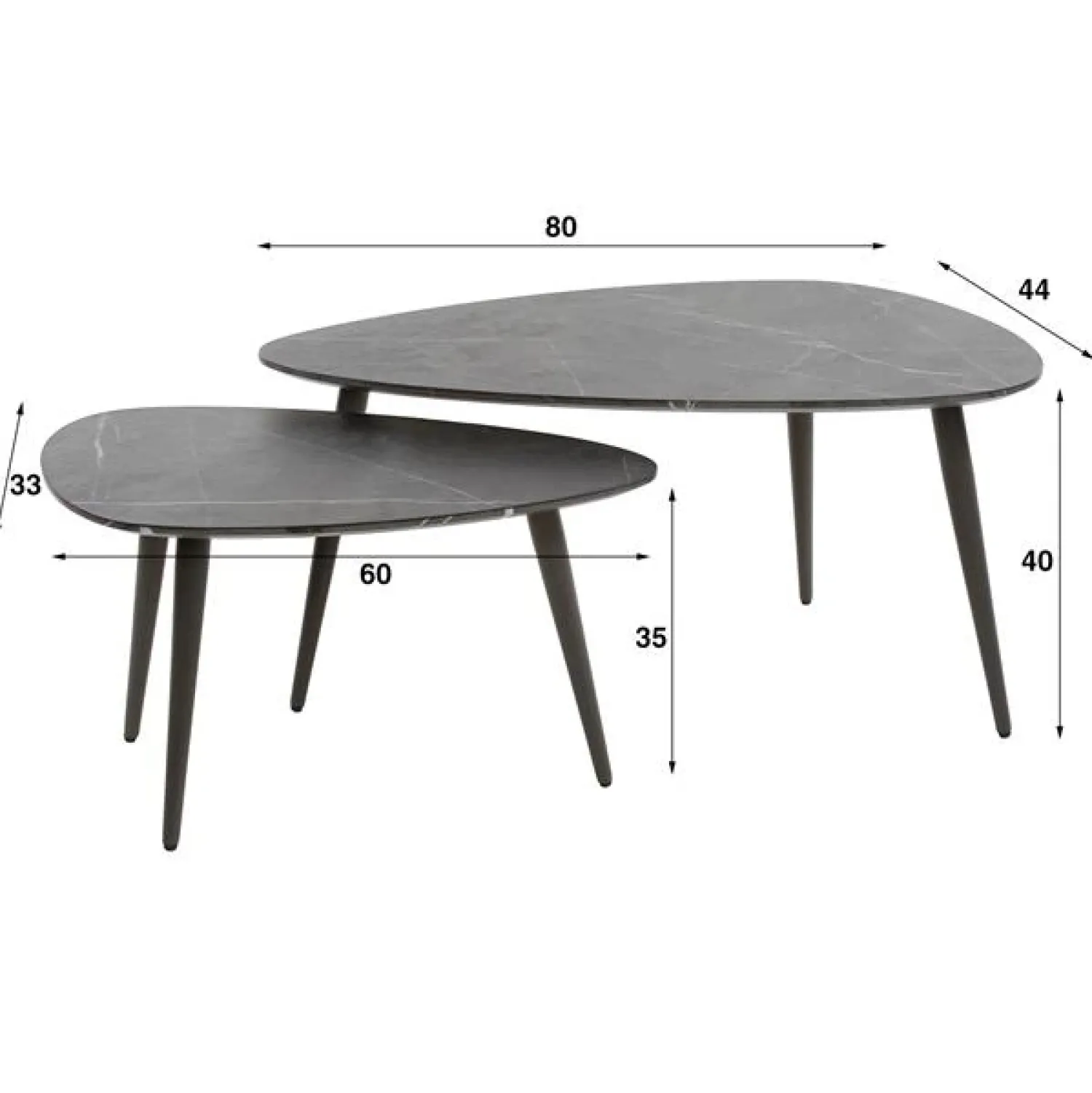 Kalfort Salontafels|Tate Salontafel set van 2 Peervormig zwart