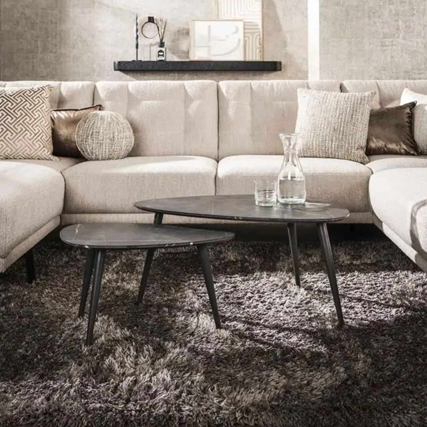 Kalfort Salontafels|Tate Salontafel set van 2 Peervormig zwart