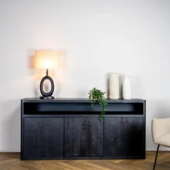 Tower living Dressoirs|Industriele Kasten|Tenna Dressoir zwart mangohout 180cm