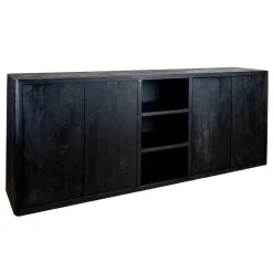 Tower living Dressoirs|Industriele Kasten|Tenna Dressoir zwart mangohout 220cm