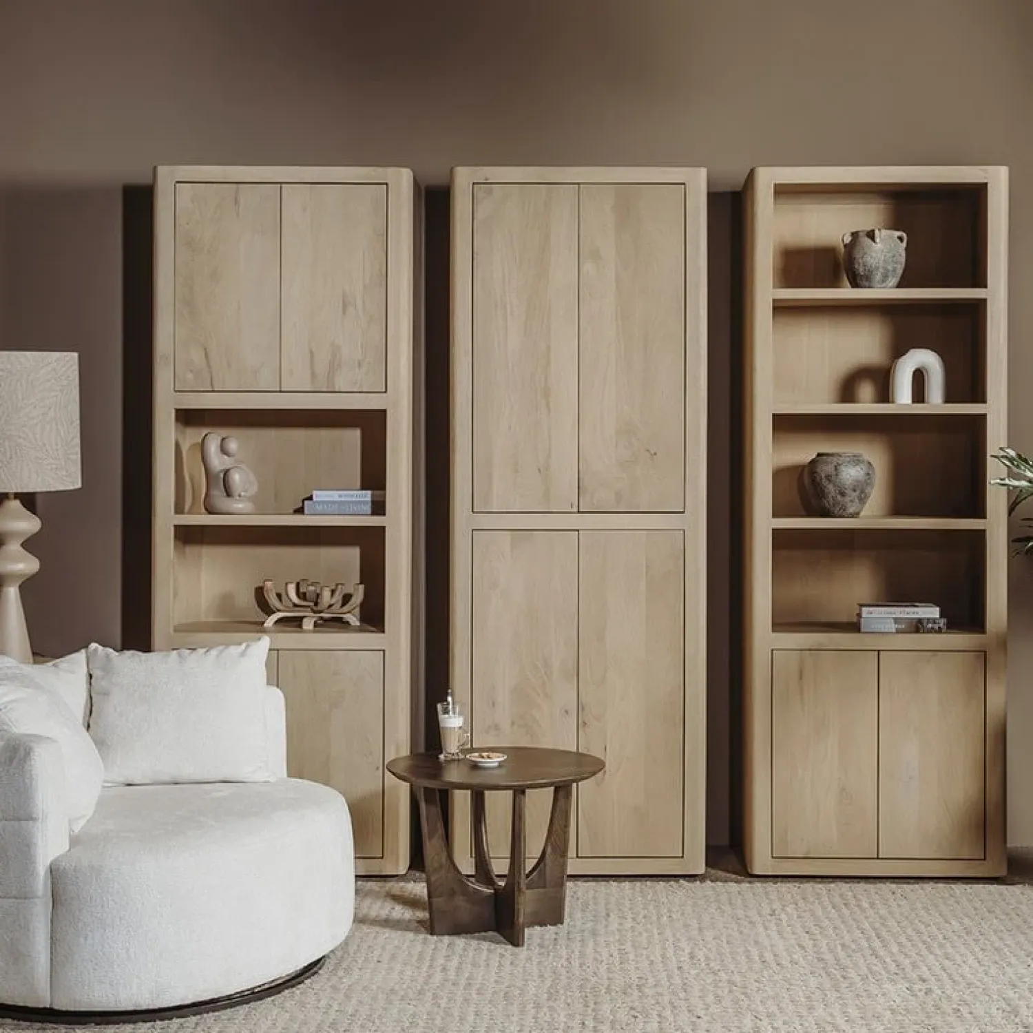 Tower living Boekenkasten|Industriele Kasten|Tenna Vakkenkast naturel mangohout 80cm