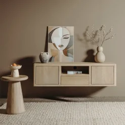 Tower living Industriele Kasten|Tv Meubels|Tenna zwevend Tv meubel naturel mangohout 150cm