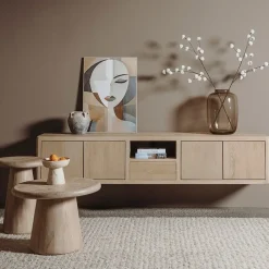 Tower living Industriele Kasten|Tv Meubels|Tenna zwevend Tv meubel naturel mangohout 200cm
