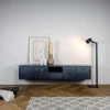 Tower living Industriele Kasten|Tv Meubels|Tenna Zwevend Tv meubel zwart mangohout 200cm