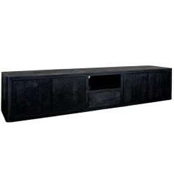 Tower living Industriele Kasten|Tv Meubels|Tenna Zwevend Tv meubel zwart mangohout 200cm