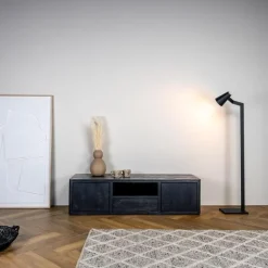 Tower living Industriele Kasten|Tv Meubels|Tenna Zwevend Tv meubel zwart mangohout 150cm