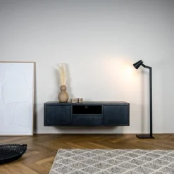 Tower living Industriele Kasten|Tv Meubels|Tenna Zwevend Tv meubel zwart mangohout 150cm