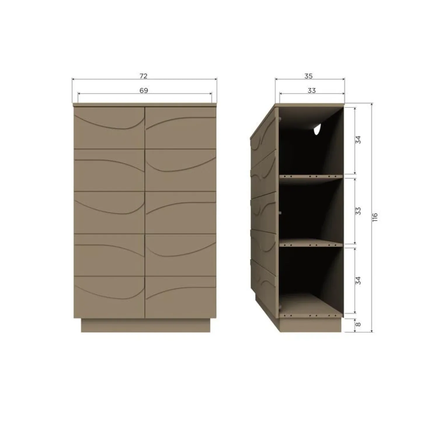 WOOOD Ladenkasten|Industriele Kasten|Teo Ladekast Grenen Mud 72cm