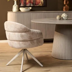 Furndea Eetkamerstoelen|Tessa Eetkamerstoel Beige met Zand poot