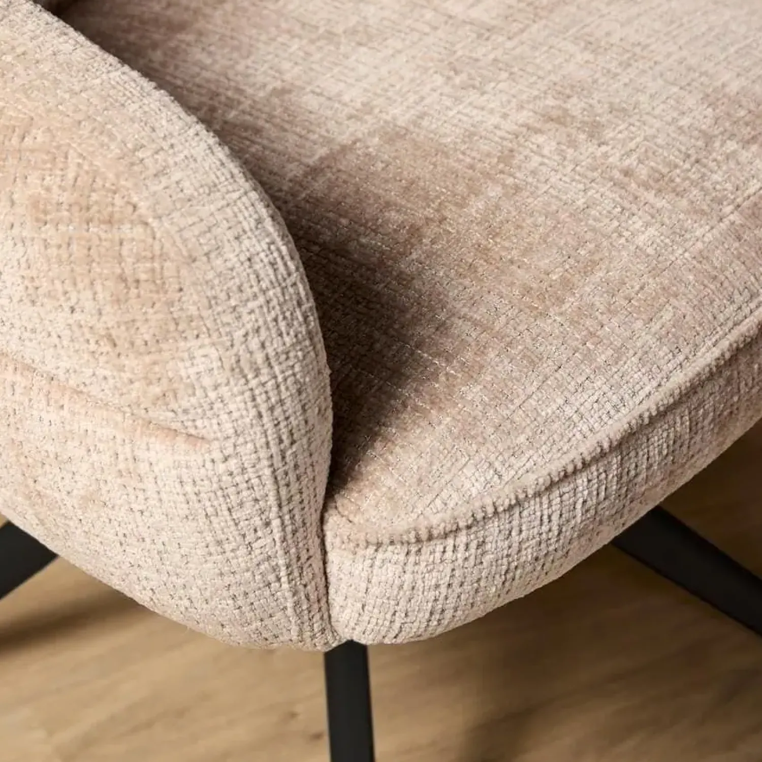 Furndea Eetkamerstoelen|Tessa Eetkamerstoel Beige met Zwarte poot