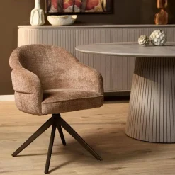 Furndea Eetkamerstoelen|Tessa Eetkamerstoel Cinnamon met Bronzen poot