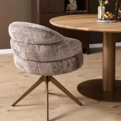 Furndea Eetkamerstoelen|Tessa Eetkamerstoel Clay met Bronzen poot