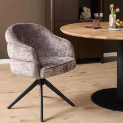 Furndea Eetkamerstoelen|Tessa Eetkamerstoel Clay met Zwarte poot