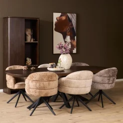 Furndea Eetkamerstoelen|Tessa Eetkamerstoel Clay met Zwarte poot