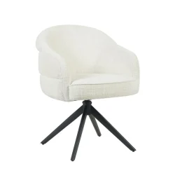 Furndea Eetkamerstoelen|Tessa Eetkamerstoel Gebroken wit met Zwarte poot