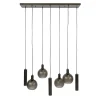 Kalfort Hanglampen|Glazen Hanglamp|Tessio 7-lichts Hanglamp bruin-frosted